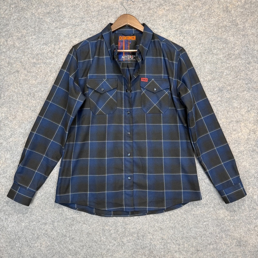 Dixxon Myers 2.0 Flannel Pearl Snap Adult Large Black Plaid Horror Halloween